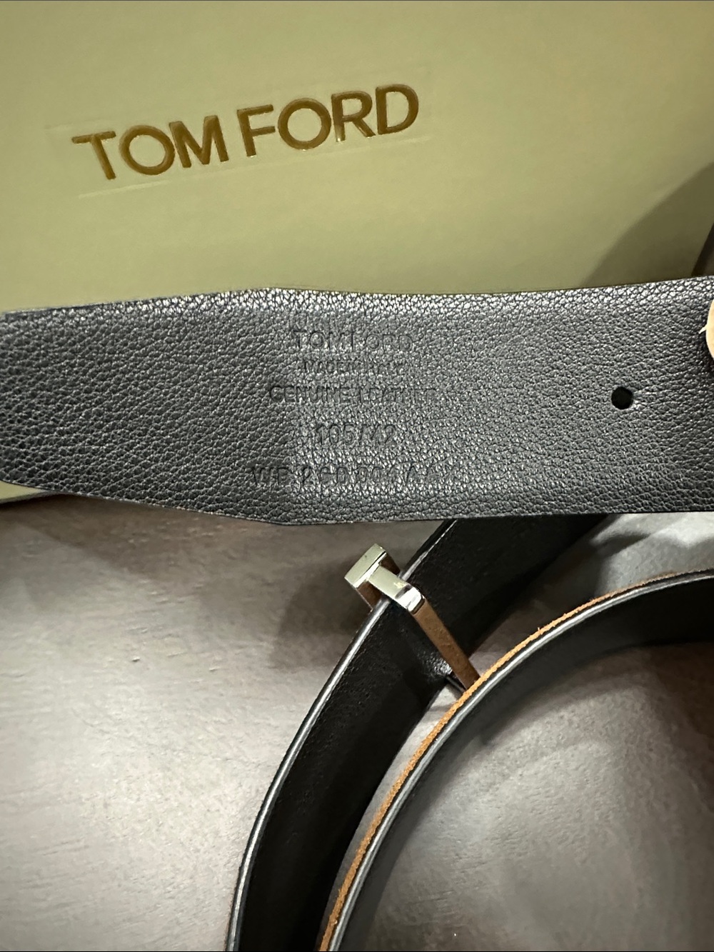 Tom Ford Tan Suede T-Buckle Men's Belt - Picture 4 of 4